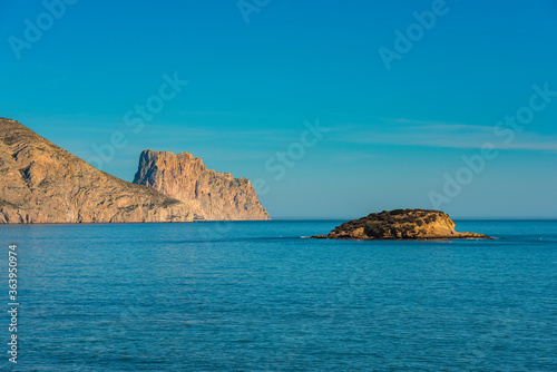 Landscape with an island, and the Ifach Rock