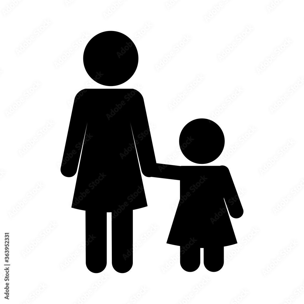 Mother with daughter avatar silhouette style icon design, Family relationship and generation theme Vector illustration Mother with daughter avatar silhouette style icon design, Family relationship and generation theme Vector illustration
