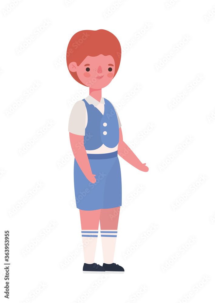 Boy kid cartoon with uniform design, Back to school eduacation class lesson theme Vector illustration Boy kid cartoon with uniform design, Back to school eduacation class lesson theme Vector illustration
