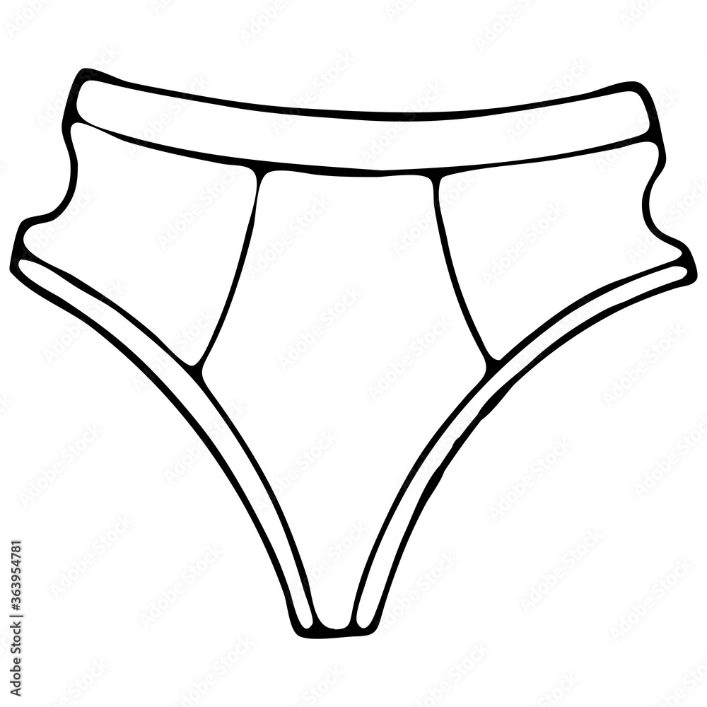 set of female sexy underwear - cute underpants, vector elements in doodle style with black outline set of female sexy underwear - cute underpants, vector elements in doodle style with black outline