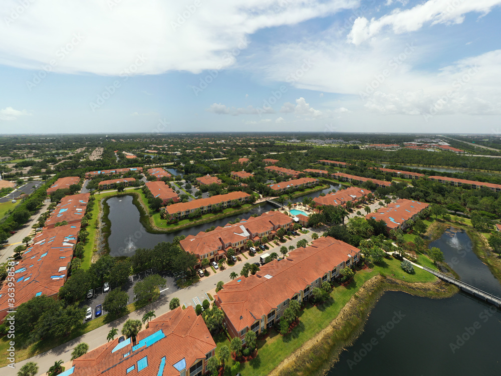 Aerial photo residential townhomes in Estero Florida