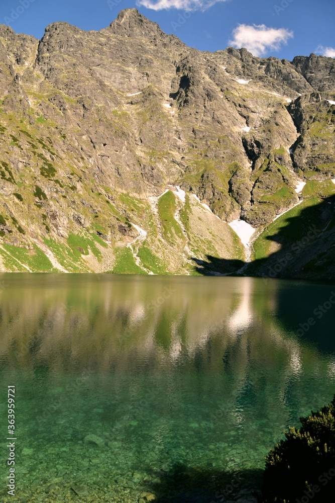 Czarny Staw mountain lake under Rysy in the Tatra Mountains