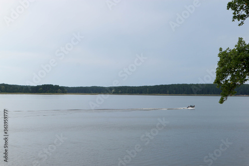 boat on the lake Seliger in Russia, near Ostashkov town