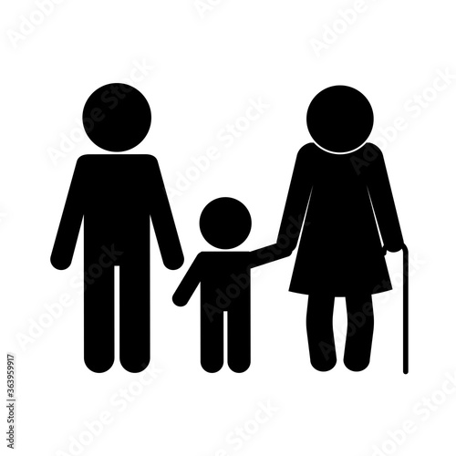 grandmother son and grandson avatar silhouette style icon design, Family relationship and generation theme Vector illustration