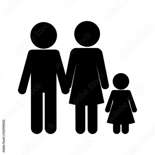 Mother father and daughter avatar silhouette style icon design, Family relationship and generation theme Vector illustration