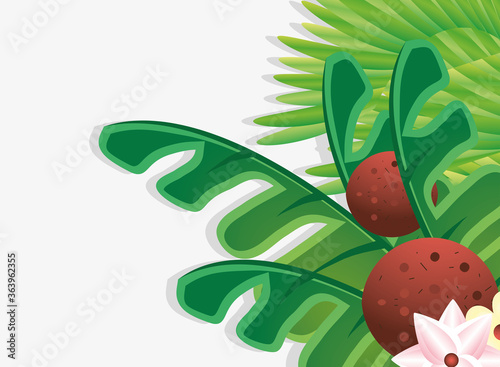 template with summer fruits and symbols of summer