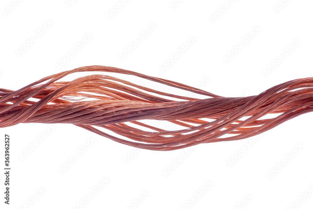 Copper wire isolated on white background