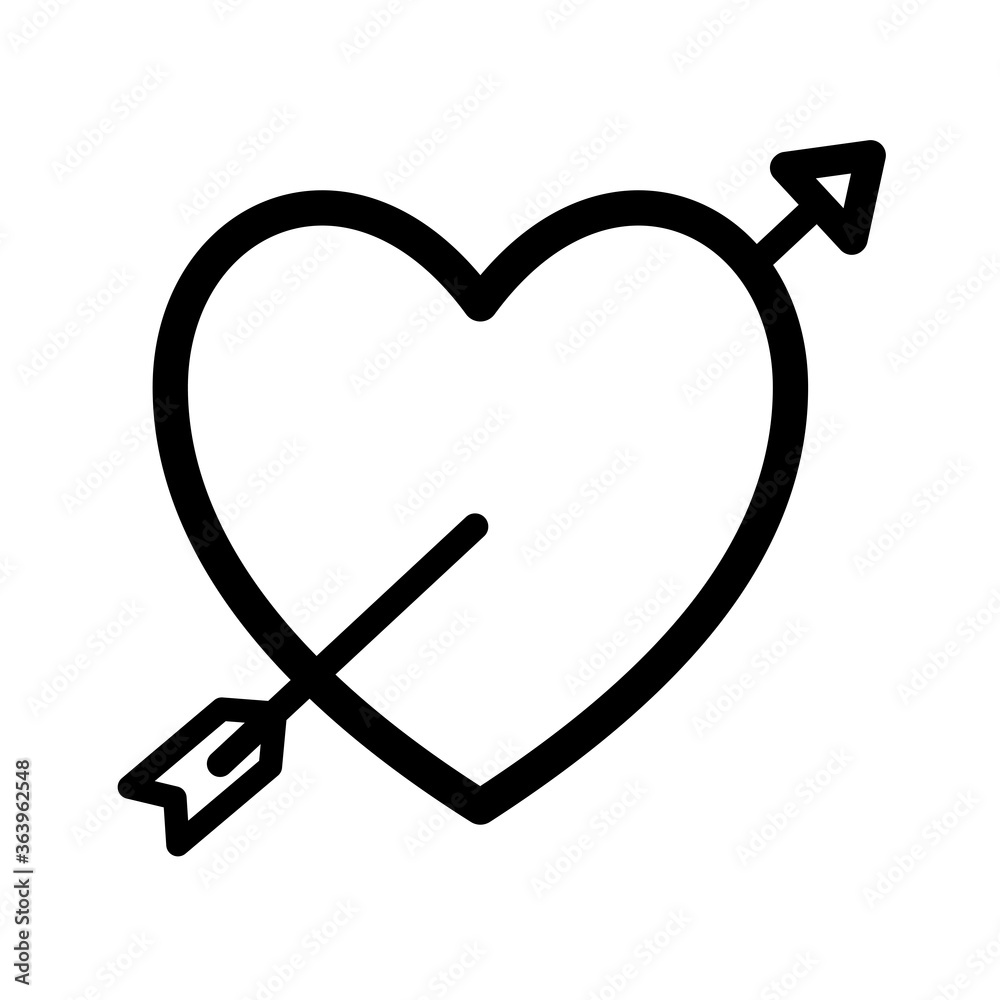 heart with arrow silhouette style icon design of love passion and romantic theme Vector illustration heart with arrow silhouette style icon design of love passion and romantic theme Vector illustration