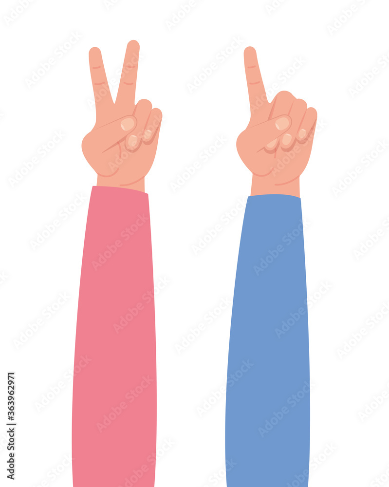 Fototapeta premium peace love and one hand design of Hippie art and creative theme Vector illustration