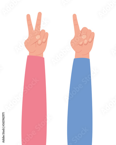 peace love and one hand design of Hippie art and creative theme Vector illustration