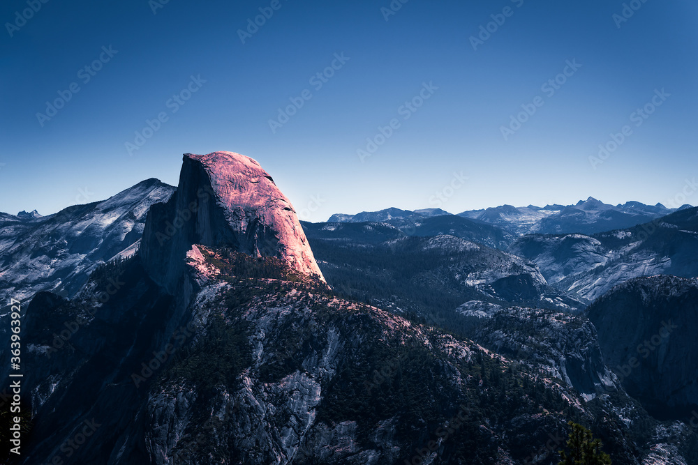 glowing Half Dome in Yosemite National Park
