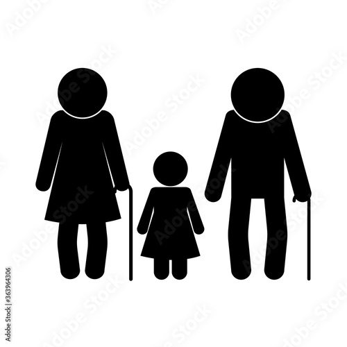 grandmother grandfather and granddaughter avatar silhouette style icon design, Family relationship and generation theme Vector illustration