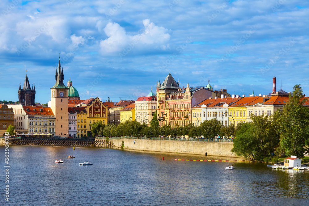 Prague cityscape on a beautiful sunny day, Czech Republic.