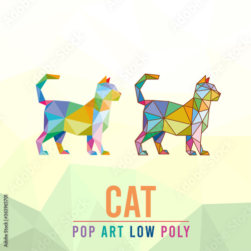 CAT ANIMAL PET POP ART LOW POLY LINE LOGO ICON SYMBOL. TRIANGLE GEOMETRIC POLYGON