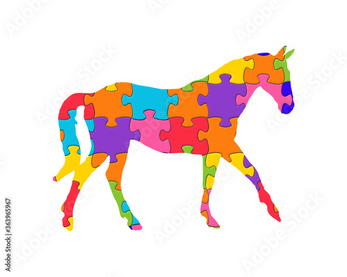 Fototapeta Naklejka Na Ścianę i Meble -  Horse Pony Autism Jigsaw, puzzle illustration