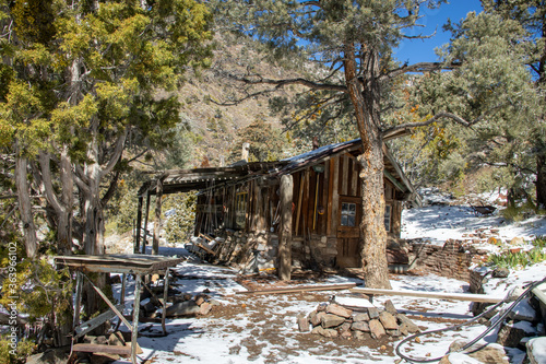 The exterior of an abandoned miner’s cabin known as ‘The Castle.’ Located in Sourdough Canyon, near the Panamint City ghost town in Death Valley National Park, California photo