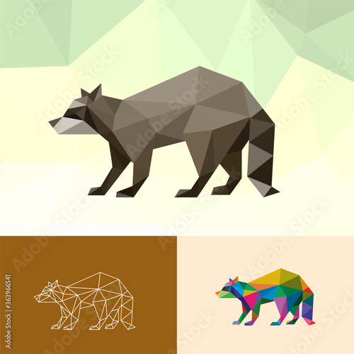 RACOON ANIMAL PET POP ART LOW POLY LINE LOGO ICON SYMBOL. TRIANGLE GEOMETRIC POLYGON