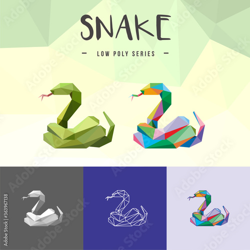 SNAKE CHINESE ZODIAC ANIMALS LOW POLY LOGO ICON SYMBOL