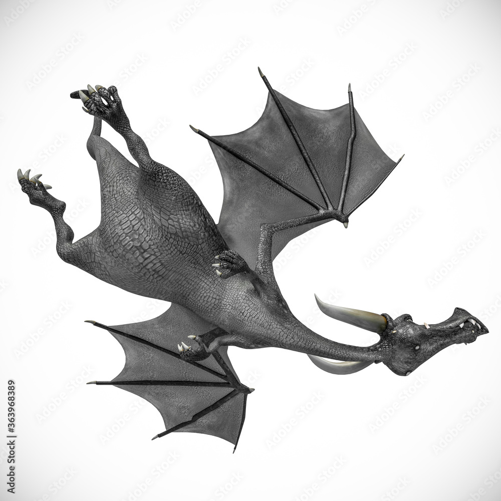 Fototapeta premium dragon cartoon up side down view