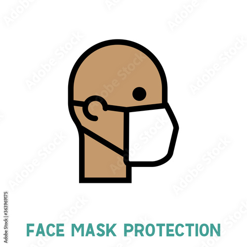 Person wearing face mask vector icon. Coronavirus pandemic protection.