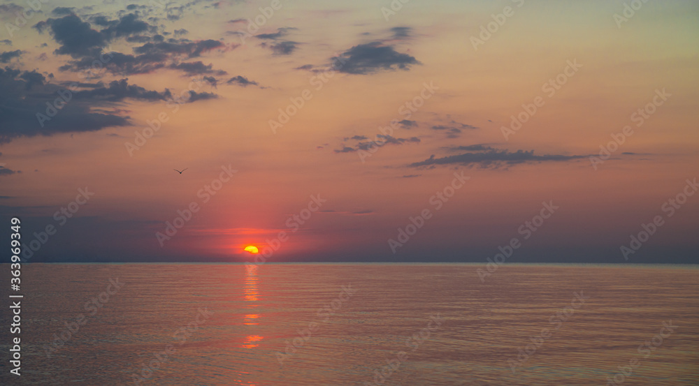 Very beautiful sunrise on the Mediterranean coast