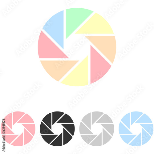 Camera shutter icon, in multiple colors, eps 10.