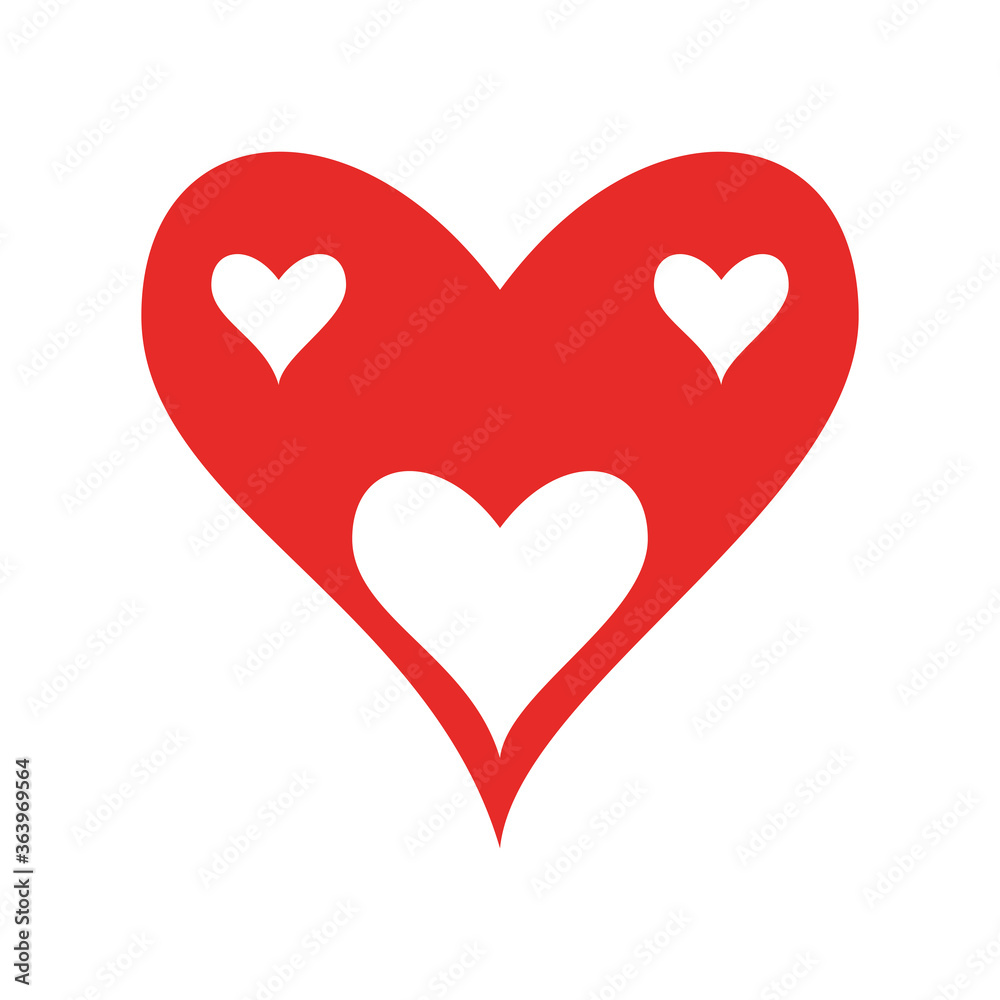 hearts inside heart flat style icon design of love passion and romantic theme Vector illustration