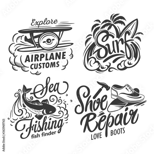 Retro vintage badges. Set of vector design isolated elements