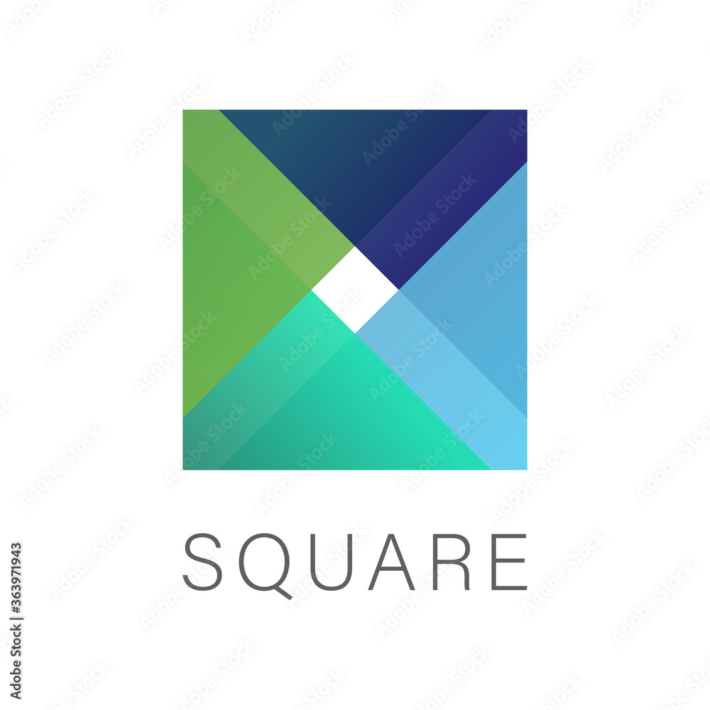 Abstract square geometric logo template colorful design. Sign, Symbol, identity, icon, element for business, digital, technology, science, medical, union, innovation, marketing, company. Vector.