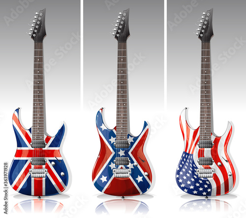 Electric guitars with flags