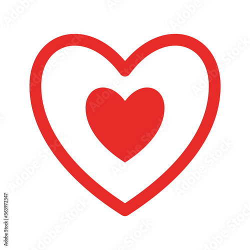 heart inside heart flat style icon design of love passion and romantic theme Vector illustration