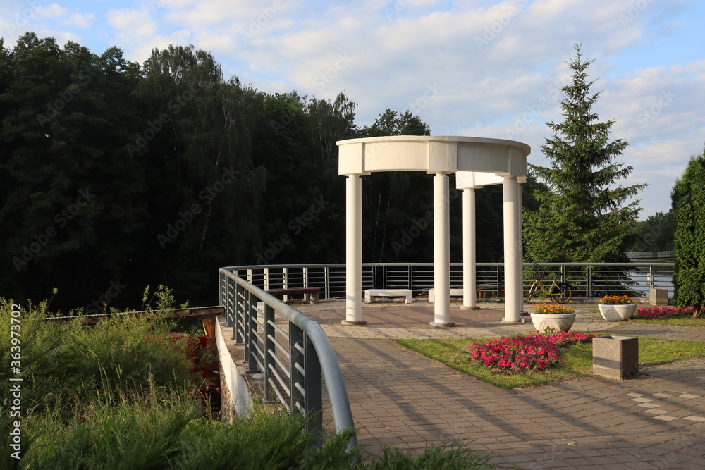 romantic arbor in belarusian park romantic arbor in belarusian park