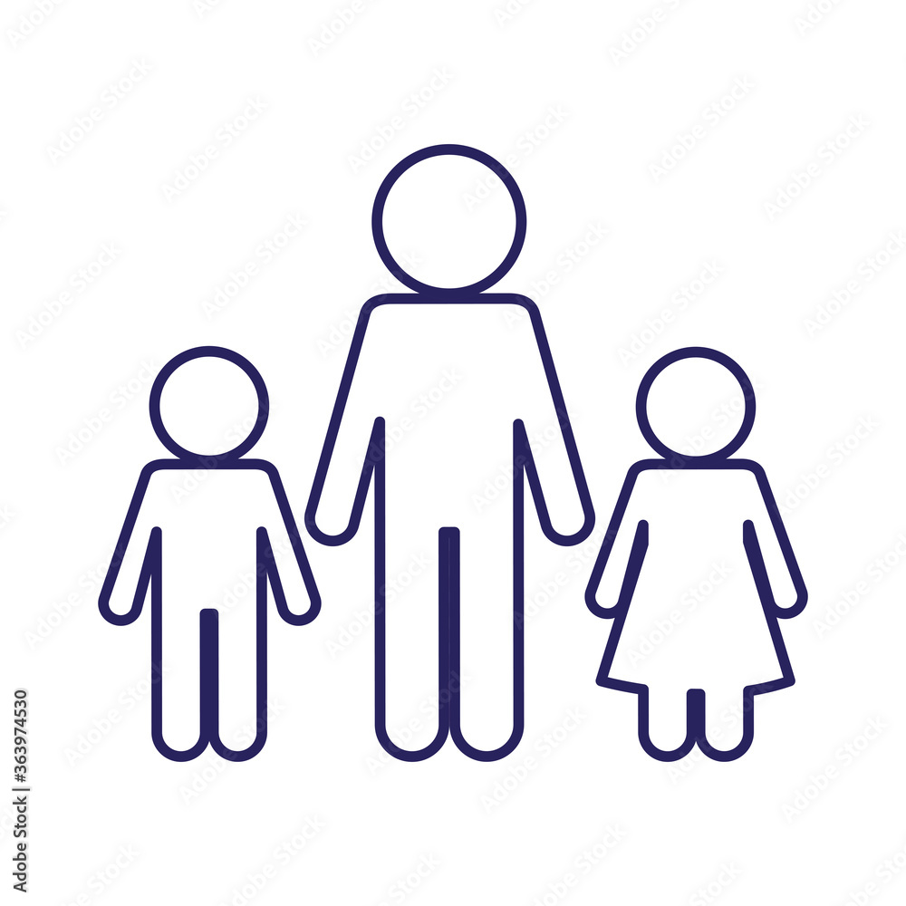 Father with son and daughter avatar line style icon design, Family relationship and generation theme Vector illustration Father with son and daughter avatar line style icon design, Family relationship and generation theme Vector illustration