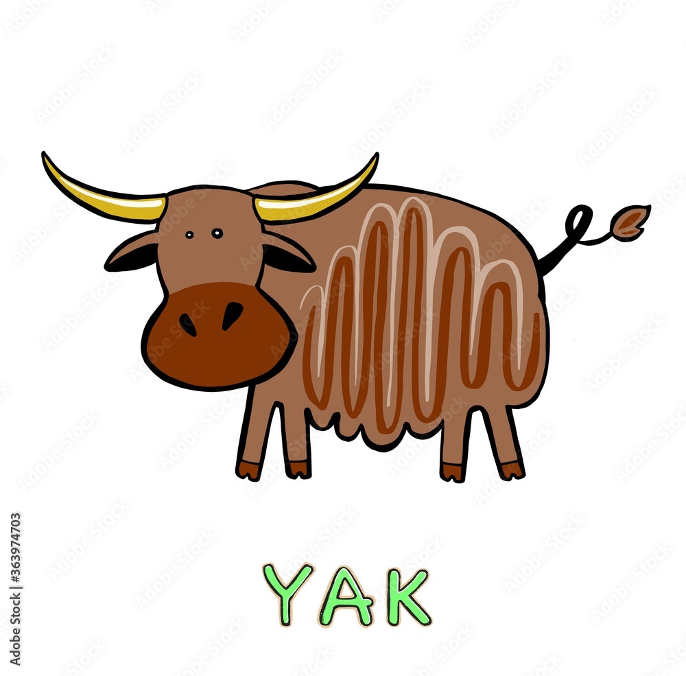 design Cute yak. small icon for stock. Vector illustration