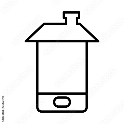 cellphone with house roof icon, line style