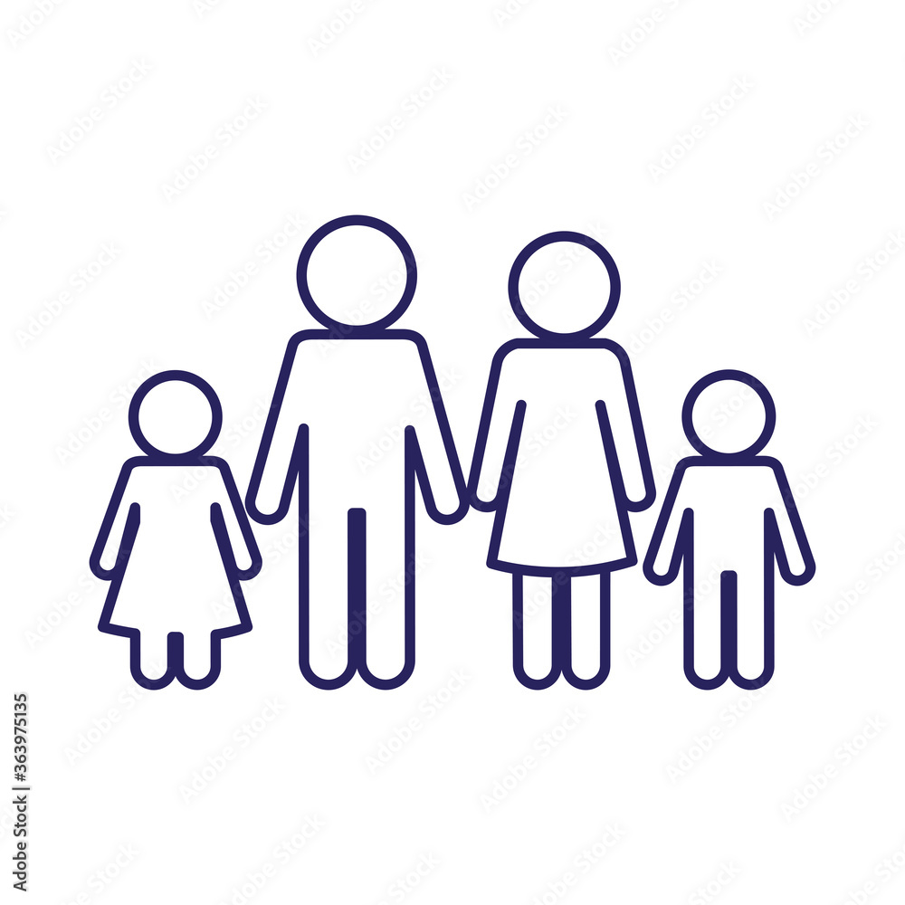 Mother father son and daughter avatar line style icon design, Family relationship and generation theme Vector illustration Mother father son and daughter avatar line style icon design, Family relationship and generation theme Vector illustration