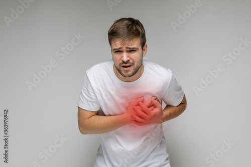 Photography A person has heart pain. Myocardial infarction