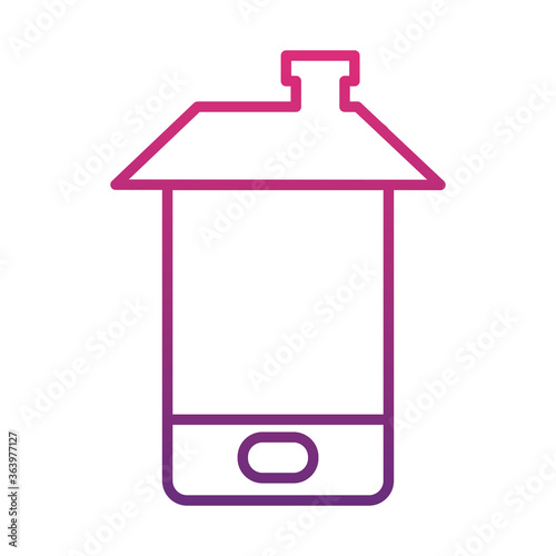 cellphone with house roof icon, gradient style