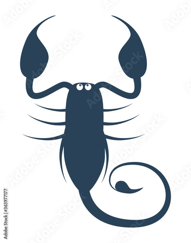 Dark blue zodiac sign Scorpio depicting arthropod animal. Illustration of an astrology sign. Vector icon