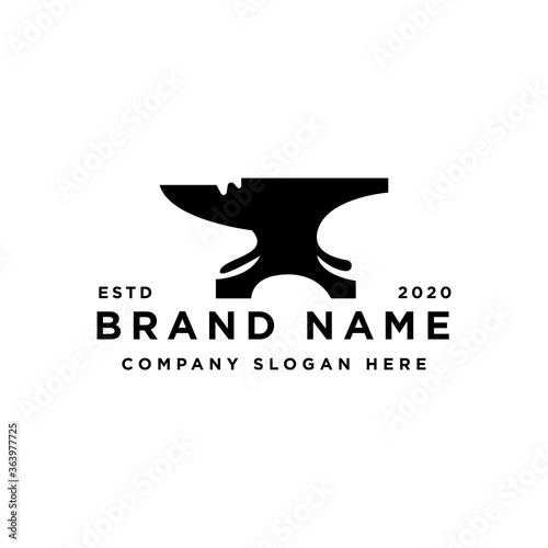 Blacksmith Iron Anvil Forge Foundry vintage retro logo design