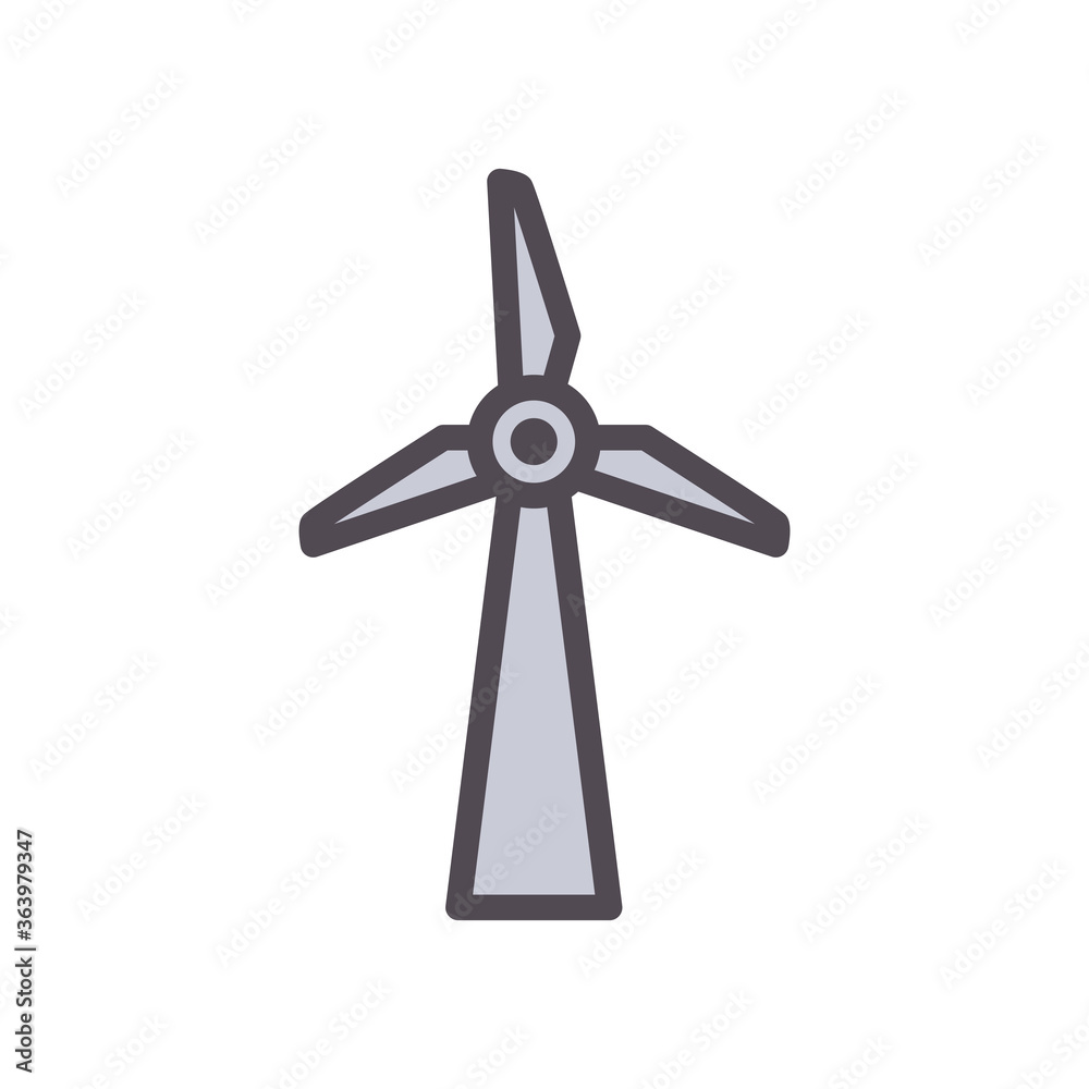 eco wind mill line and fill style icon vector design eco wind mill line and fill style icon vector design