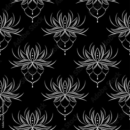 Seamless pattern in vintage style on a dark background.