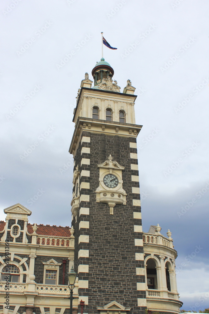 The Clock Tower at the Dunedin, Railway Station, Dunedin, New Zealand