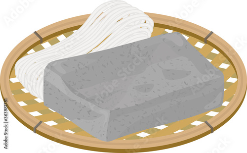 こんにゃくとしらたきのかご盛りイラスト