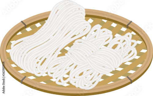 しらたきのかご盛りイラスト