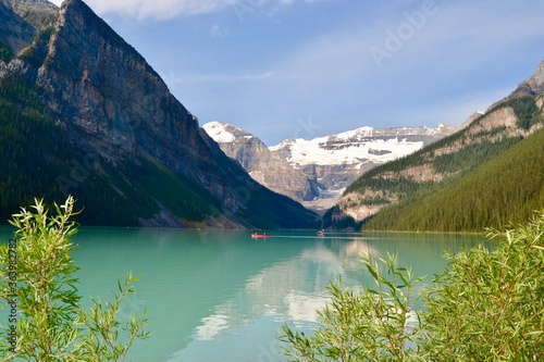 Beautiful blue Lake Louise in the Canadian Rockies, Alberta Canada