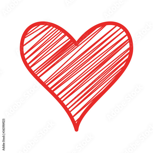 striped heart flat style icon design of love passion and romantic theme Vector illustration
