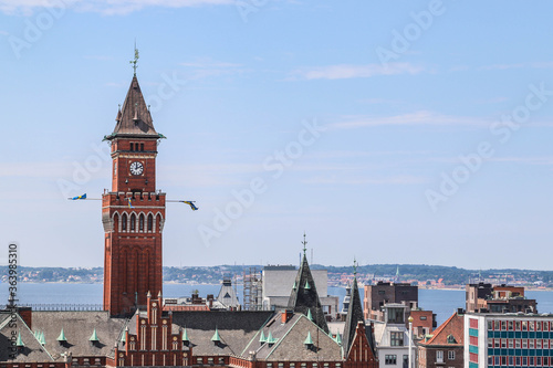 View from distance over the city centre of Helsingborg, Sweden photo