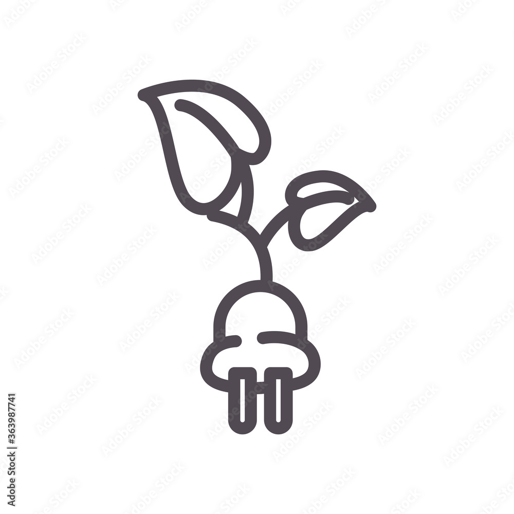 eco plug with leaves line style icon vector design eco plug with leaves line style icon vector design