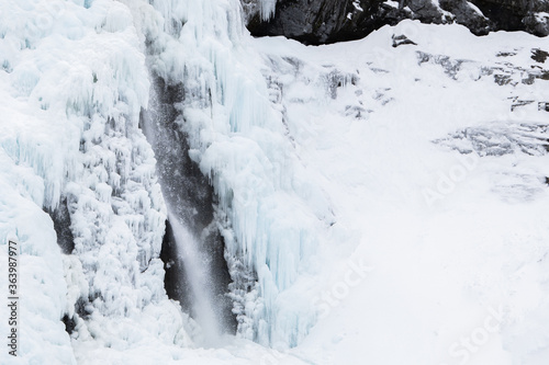 Iced waterfals from Trollstigen which it is Norway   s most visited tourist road